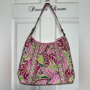 Vera Bradley Lisa B Purse Pinwheel Pink Retired Floral Quilted Hobo Shoulder Bag